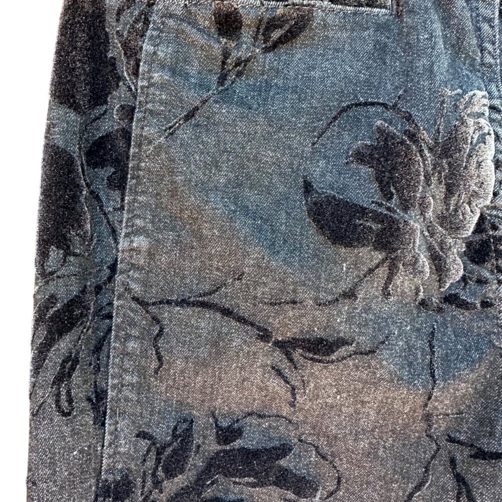 Anthropologie Pilcro Flare Wide Leg Floral Velvet Jeans 30T - Picture 11 of 11